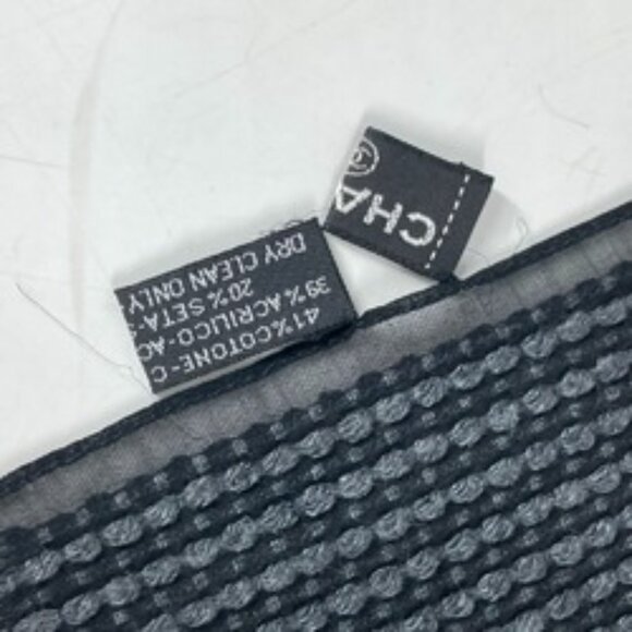 CHANEL CC Coco Mark Fringe Sheer Scarf Shawl Stole - Picture 6 of 8